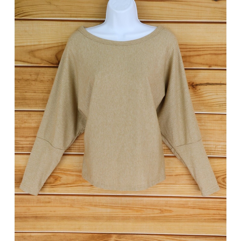Pretty Garden Blouse Womens S Brown Polyester Blend Drop Shoulder Long Sleeves